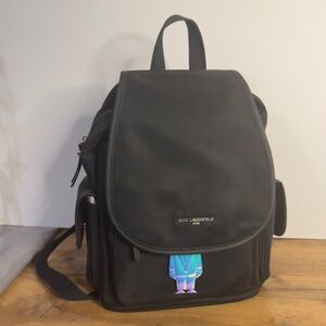Karl Lagerfeld Black Backpack with Holographic Detail, NWT, Retails $198
